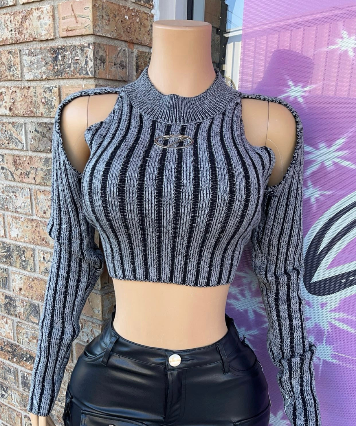 Lucky Number Sweater Cropped Top