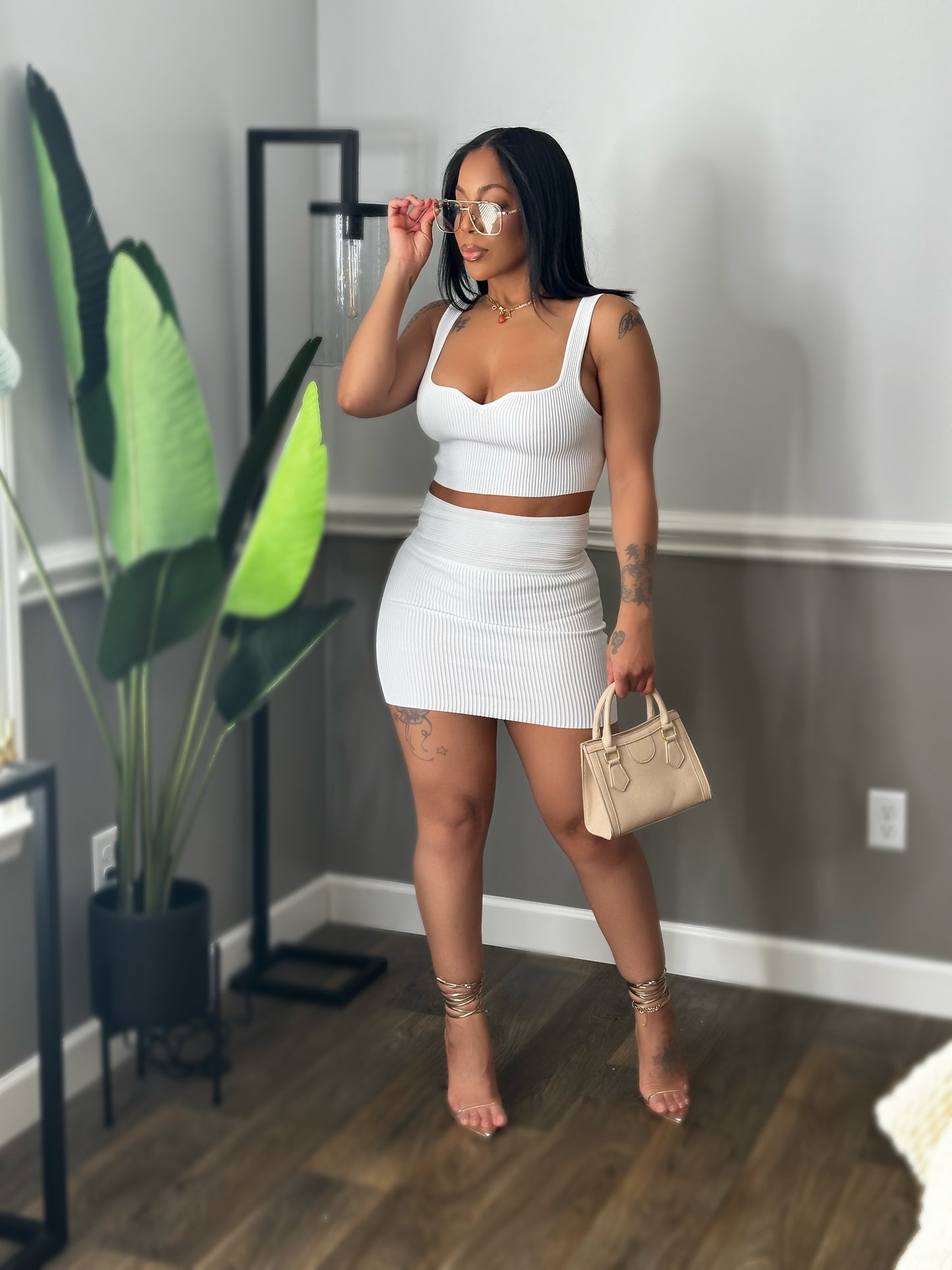 Sexy White Skirt set