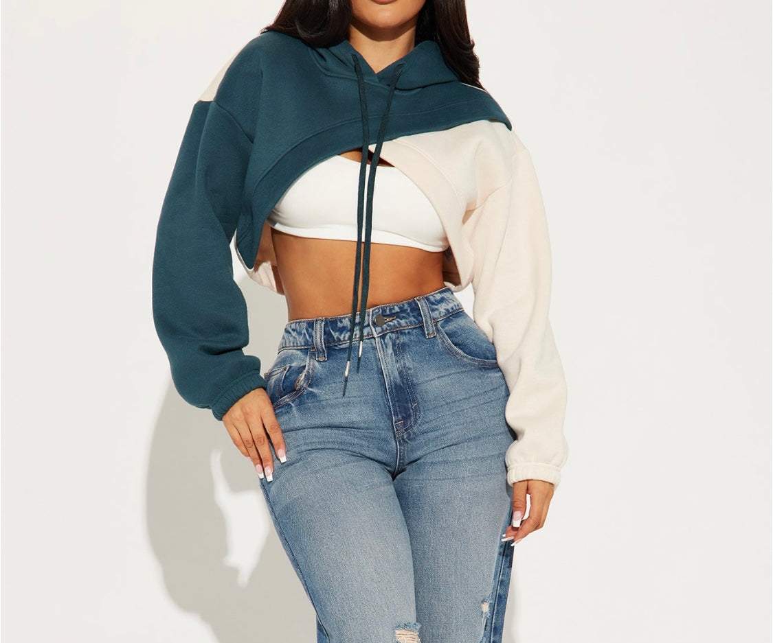 Criss Cross Cropped Hoodie