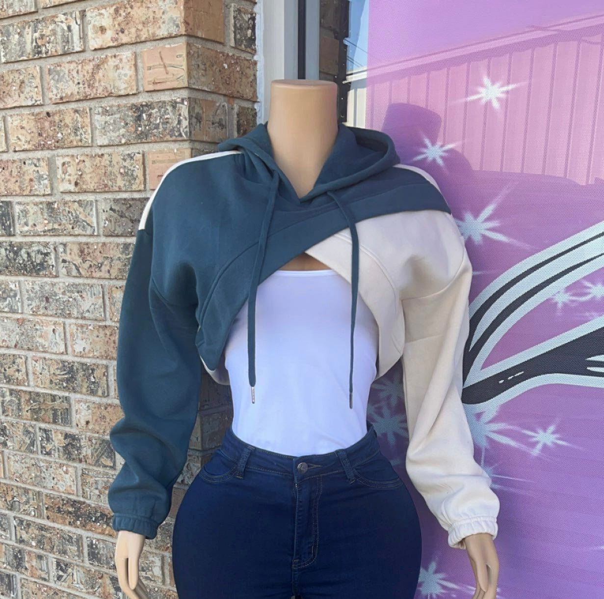 Criss Cross Cropped Hoodie